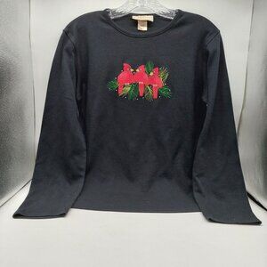 M & C Sportswear Black Knit Top Red Embellished Cardinals Size Medium